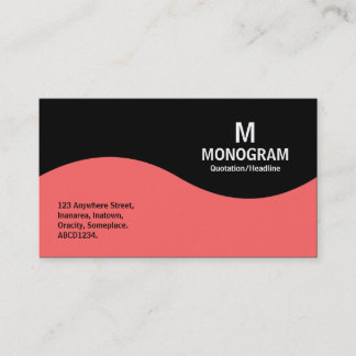 Tarjeta De Visita Monograma de media onda - Rosa tropical con negro