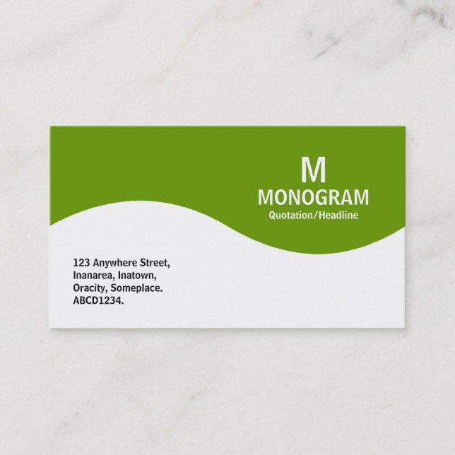 Tarjeta De Visita Monograma de media onda - Verde 669900 (Anverso)