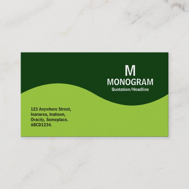 Tarjeta De Visita Monograma de media onda - Verde marciano con 00330 (Anverso)