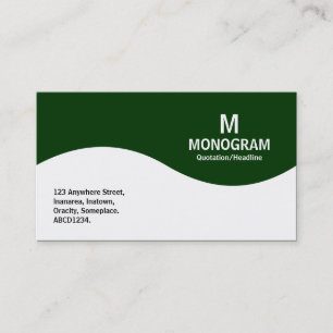 Tarjeta De Visita Monograma de media onda - Verde oscuro 003300