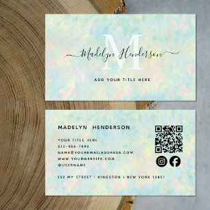 Tarjeta De Visita Monograma de medios sociales Opal QR Code para joy