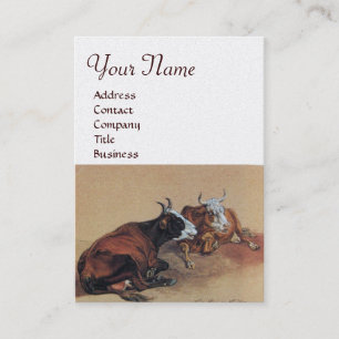 Tarjeta De Visita MONOGRAMA DE MENTIRA de DOS VACAS, papel blanco de