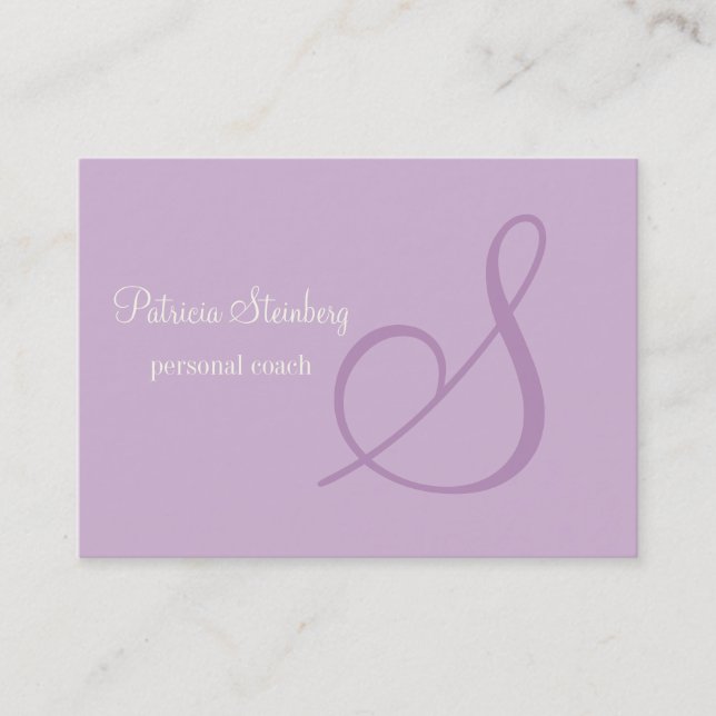 Tarjeta De Visita Monograma de Minimalistic de la lavanda (Anverso)