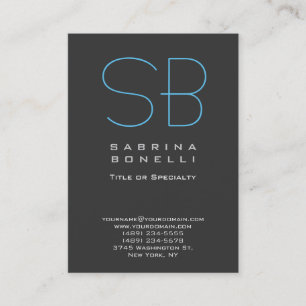 Tarjeta de visita monograma de Moda azul gris Chub