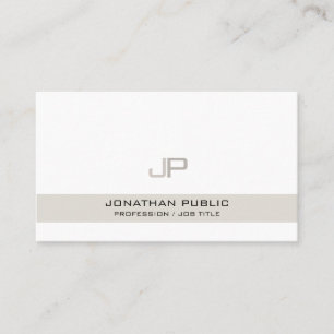 Tarjeta De Visita Monograma de Moda blanca beige moderno y elegante