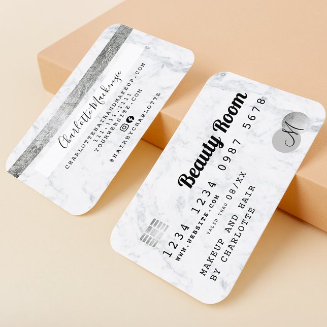 Tarjeta De Visita Monograma de moda de mármol de belleza para el cab (Subido por el creador)