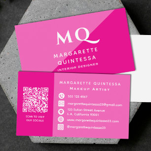 Tarjeta De Visita Monograma de Moda femenina rosada giratoria modern