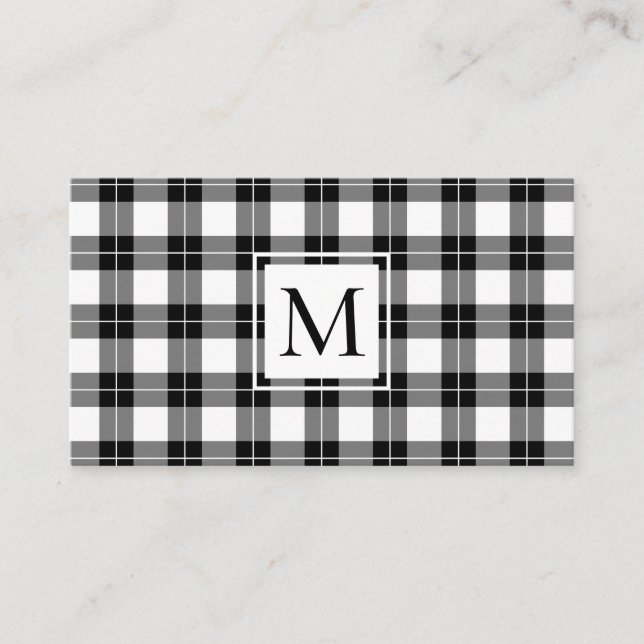 Tarjeta De Visita Monograma de moda Patrón de papel blanco y negro (Anverso)