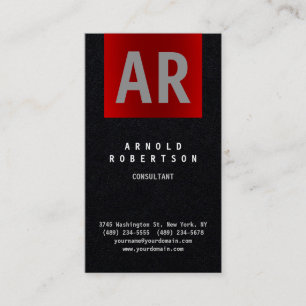 Tarjeta De Visita Monograma de moda rojo negro premium