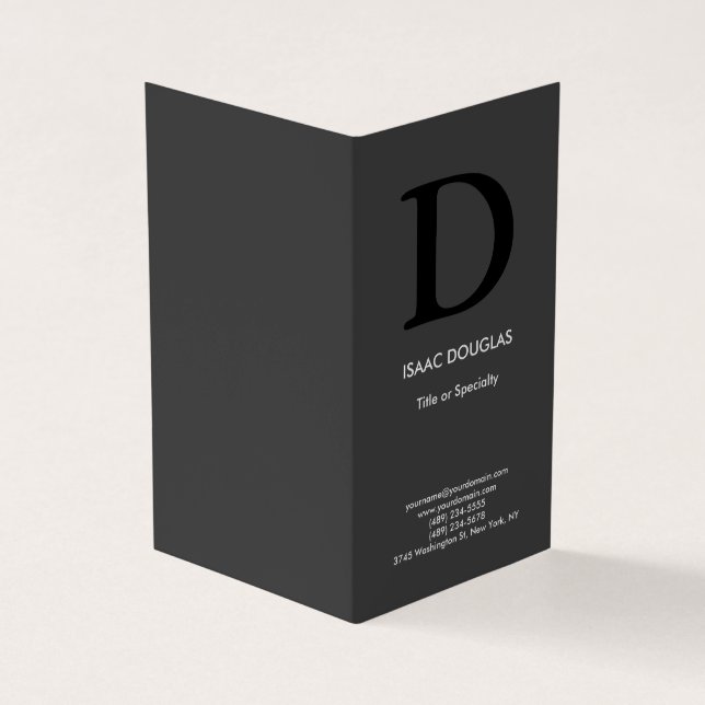 Tarjeta De Visita Monograma de negrita negro gris moderno (Exterior)