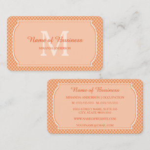 Tarjeta De Visita Monograma de nombre con enrejado naranja