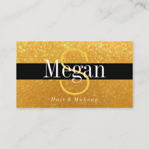 Tarjeta De Visita Monograma de nombre elegante DIY brillo dorado, fr