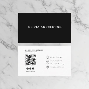Tarjeta De Visita Monograma de nombre y negro y blanco personalizado