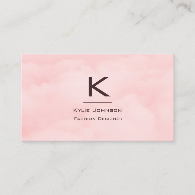 Tarjeta De Visita Monograma de nube rosa simple y elegante personali (Anverso)
