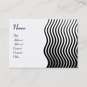 Tarjeta De Visita MONOGRAMA DE OLAS ESTILOSAS, rosa negro y blanco