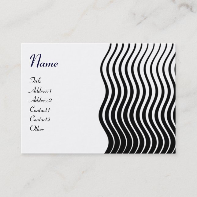 Tarjeta De Visita MONOGRAMA DE OLAS ESTILOSAS, rosa negro y blanco (Anverso)