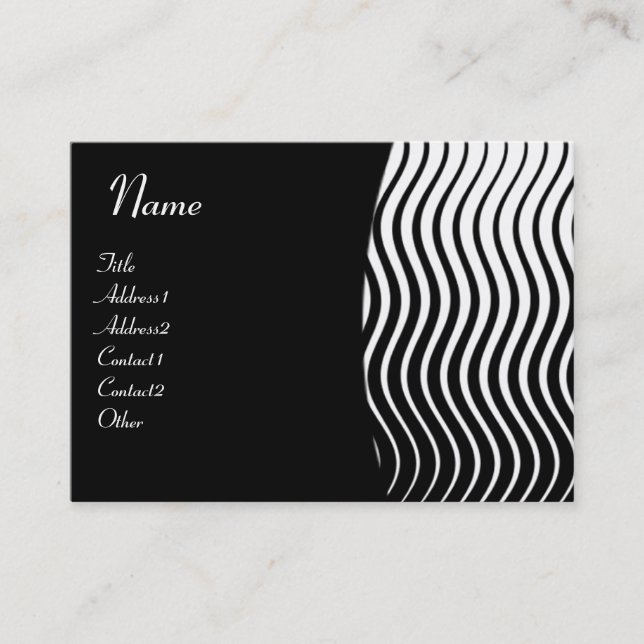 Tarjeta De Visita MONOGRAMA DE OLAS ESTILOSAS, rosa negro y blanco (Anverso)