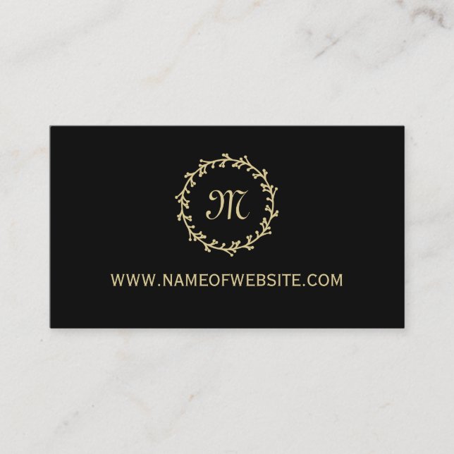 Tarjeta De Visita Monograma de oro elegante negro profesional simple (Anverso)
