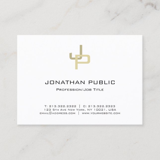 Tarjeta De Visita Monograma de oro elegante profesional moderno simp (Anverso)