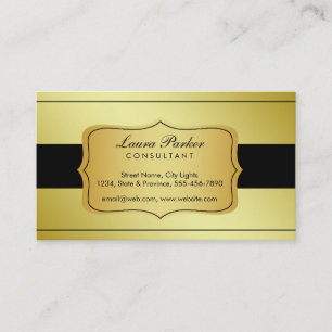 Tarjeta De Visita Monograma de oro negro elegante cosecha