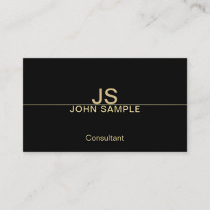 Tarjeta De Visita Monograma de oro negro elegante y profesional