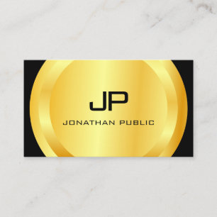 Tarjeta De Visita Monograma de oro negro moderno personalizado elega