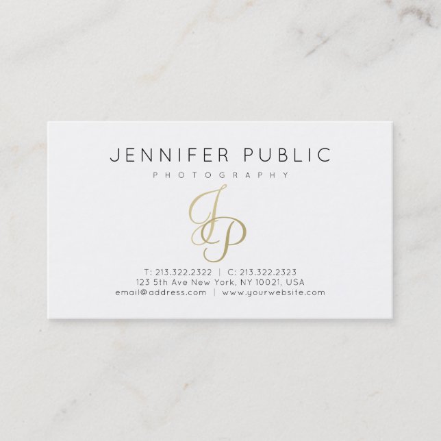 Tarjeta De Visita Monograma de oro para fotógrafo elegante de fotogr (Anverso)
