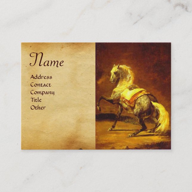 Tarjeta De Visita Monograma de pergamino de CABALLO GRIS DESPLEGADO (Anverso)