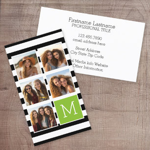 Tarjeta De Visita Monograma de Personalizado de Collage de fotos con