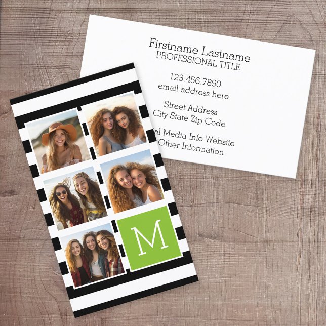 Tarjeta De Visita Monograma de Personalizado de Collage de fotos con (Custom Printed Online Business Card)
