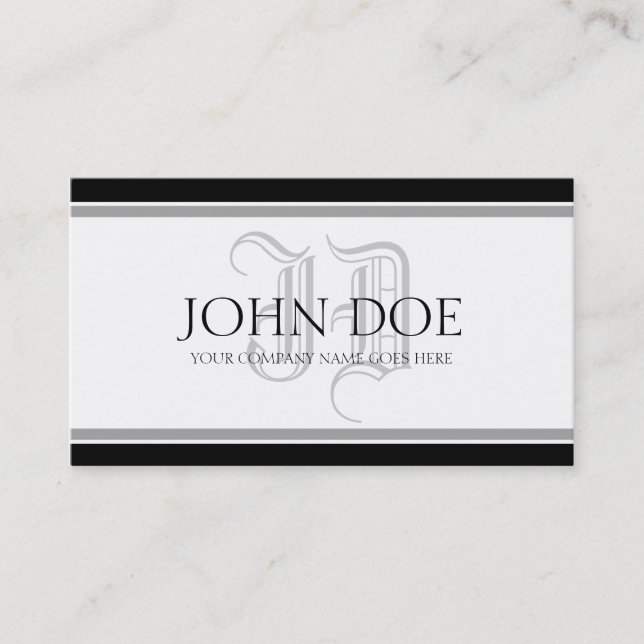 Tarjeta De Visita Monograma de plata romano de YourJobTitle (Anverso)