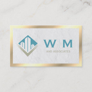Tarjeta De Visita Monograma de propiedad de borde dorado