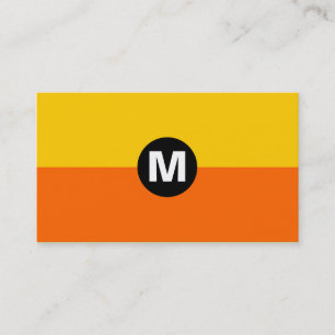 Tarjeta De Visita Monograma de punto central - 2 tonos naranja y ámb
