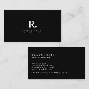 Tarjeta De Visita Monograma de punto negro blanco moderno minimalist