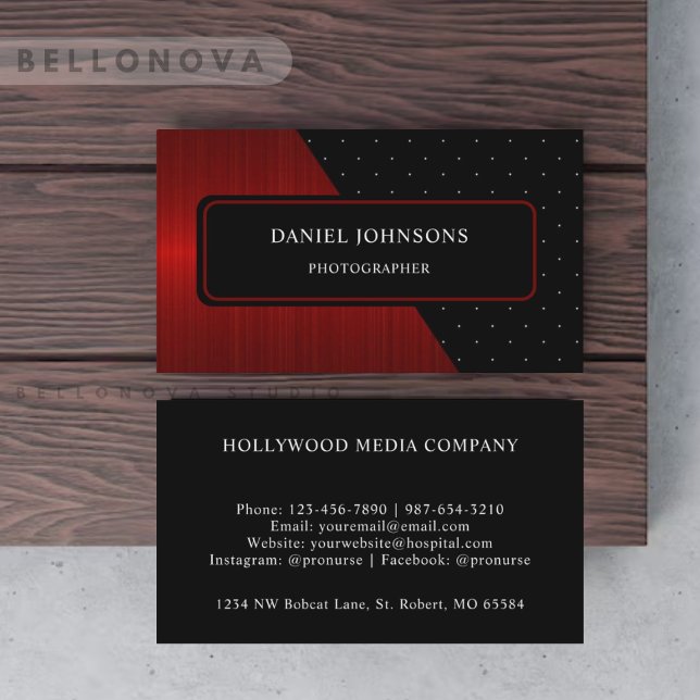 Tarjeta De Visita Monograma de puntos de polka blanco negro de banda (Custom Red Stripes Black White Polka Dot Monogram Business Card)