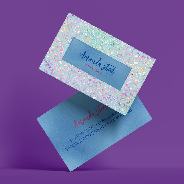 Tarjeta De Visita Monograma de purpurina de impresión en animales de (Subido por el creador)