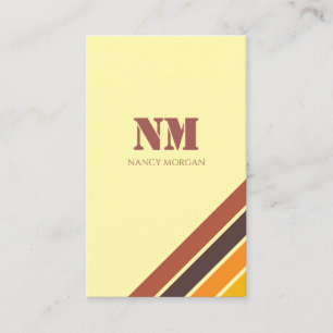 Tarjeta De Visita Monograma de rayas modernas minimalistas