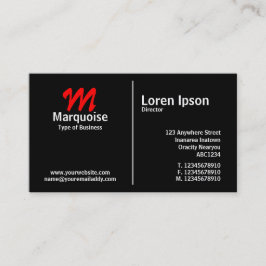Tarjeta De Visita Monograma de regla blanca media - Negro