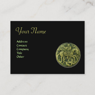 Tarjeta De Visita Monograma de SAINT GEORGE y DRAGON MEDALLION, negr