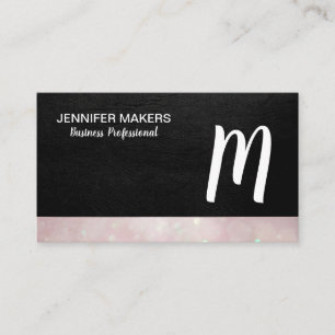 Tarjeta De Visita Monograma de script   Cuero Bokeh