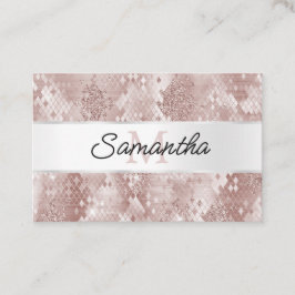 Tarjeta De Visita Monograma de serpiente de plata blanca Rosa de vid