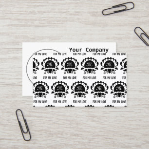 Tarjeta De Visita Monograma de silueta de clam negro