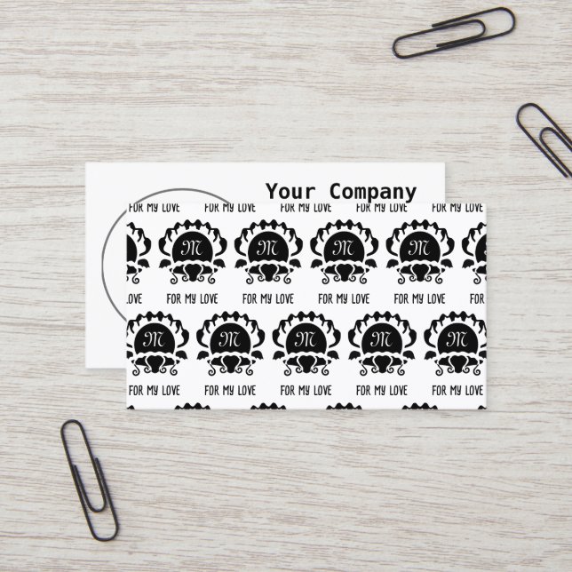 Tarjeta De Visita Monograma de silueta de clam negro (Anverso/Reverso In Situ)