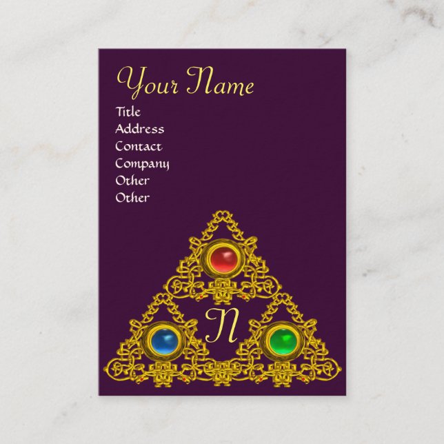 Tarjeta De Visita MONOGRAMA DE TALISMAN ELFIC MAGIC, púrpura (Anverso)