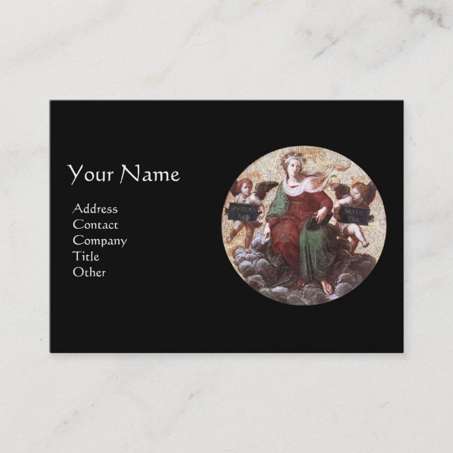 Tarjeta De Visita Monograma de TEOLOGÍA, Papel de la Perla Negra (Anverso)