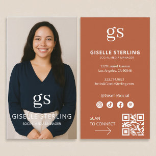 Tarjeta De Visita Monograma de Terracota Foto Medios Sociales Código