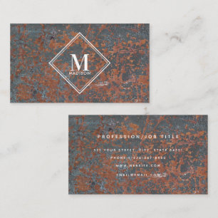 Tarjeta De Visita Monograma de textura metálica de roya negra marrón