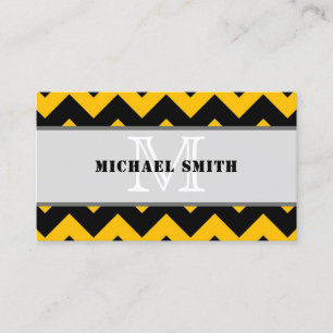 Tarjeta De Visita Monograma de zigzag amarillo negro