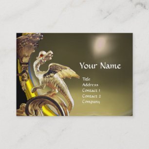 Tarjeta De Visita Monograma del AGUA GRIS GOLDEN DRAGON