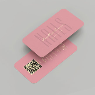 Tarjeta De Visita Monograma del artista de las uñas rosado Manicuris